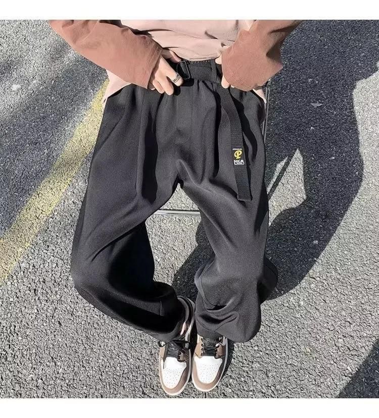 š Menās Loose Straight Wide Leg Casual Track Pant (Black)