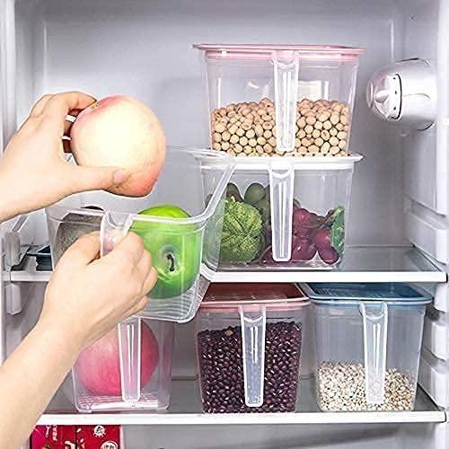 Fridge storage containers - jar Set with Handles 1000 ml (Pack of 6, Blue)