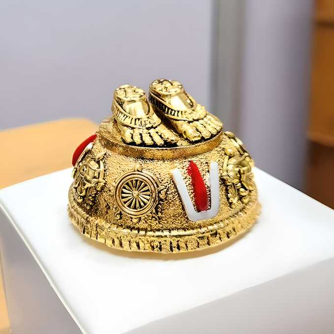 24K Gold Plated Antique Lord Balaji Charan Paduka