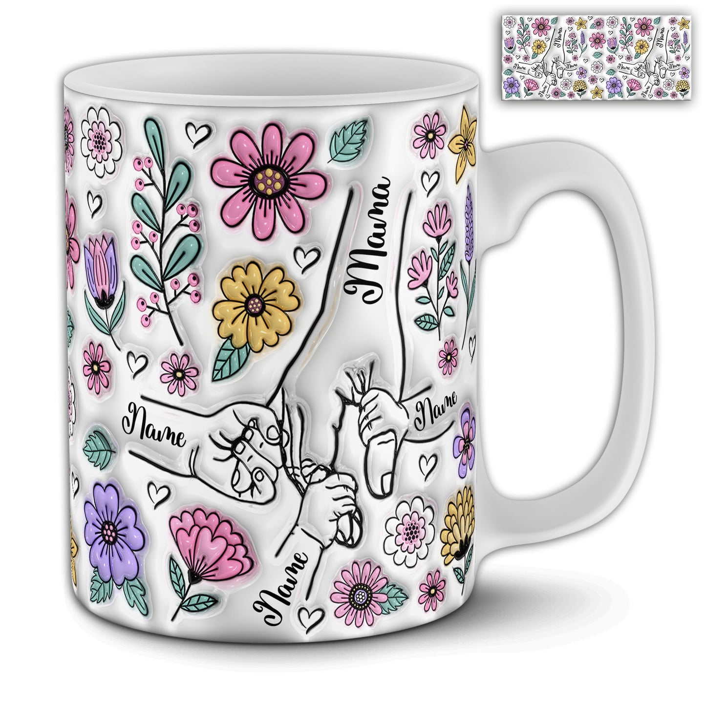 Mom Mug ( Customizable Names up to 6 family members) White Edition