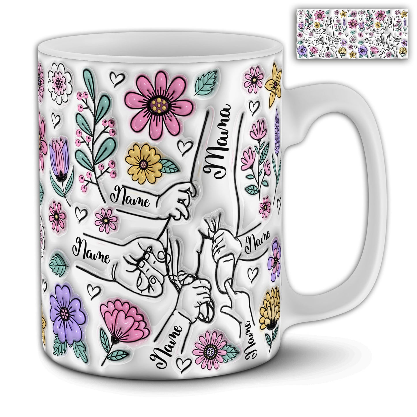 Mom Mug ( Customizable Names up to 6 family members) White Edition