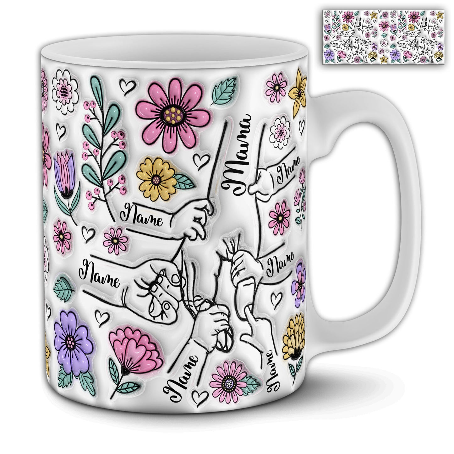 Mom Mug ( Customizable Names up to 6 family members) White Edition